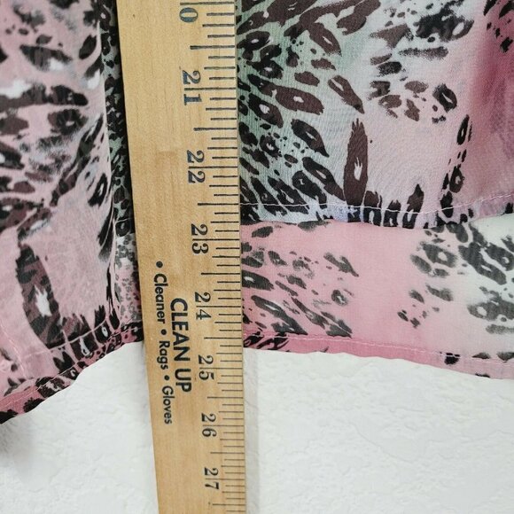 Jeans By Buffalo Women's Animal Print Blouse Sheer Button Up Sz Med Pastel EUC - Picture 10 of 12